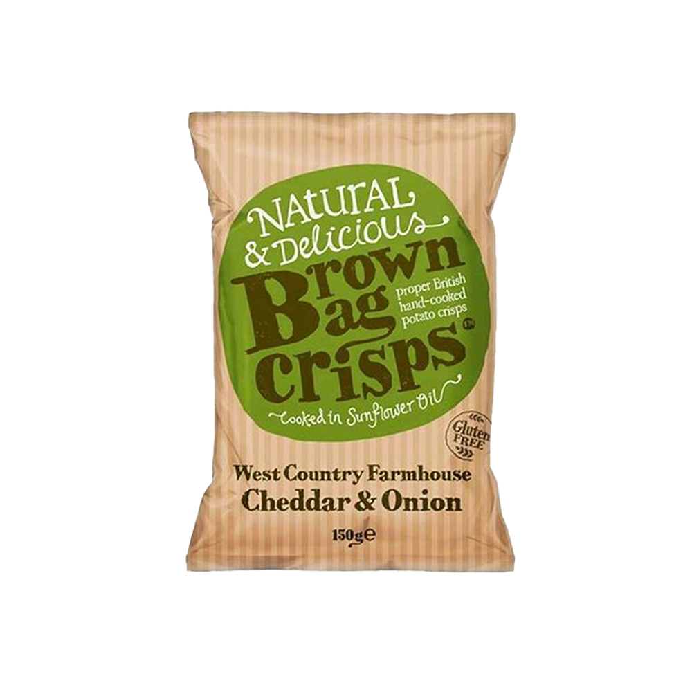 Brown Bag Crisps - Mature Cheddar & Onion Crisps (40g) (20/Carton ...