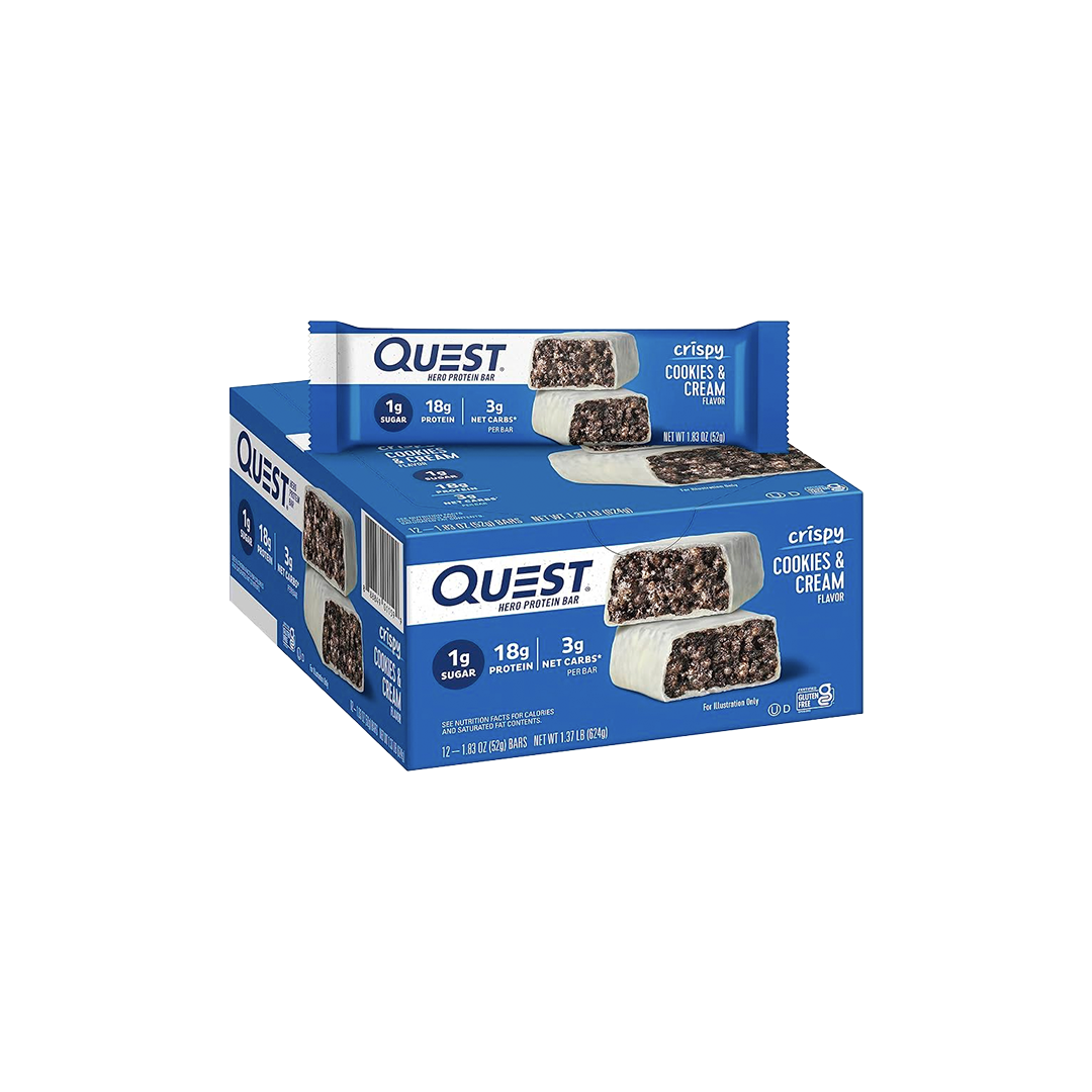 Quest - Crispy Cookies and Cream Protein Bar (52g) (12/carton) – Tasty ...