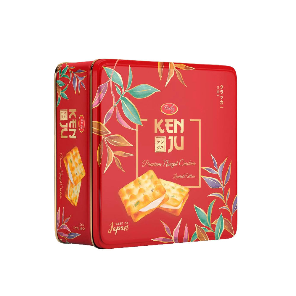 Richy - Kenju Nougat Cream Cracker Red Tin Box (186g) (12/carton