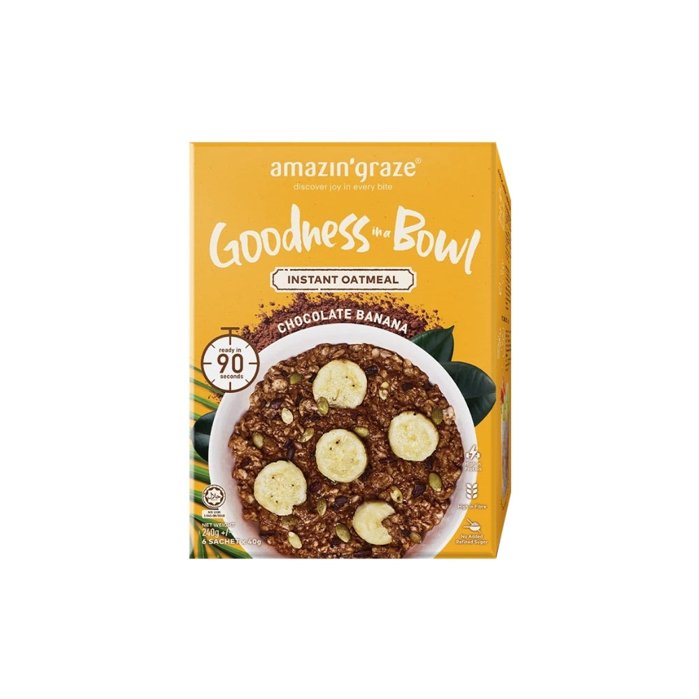 Amazin' Graze - Instant Oatmeal (Goodness Bowl) Chocolate Banana (6/pack) (40g) (12/carton)