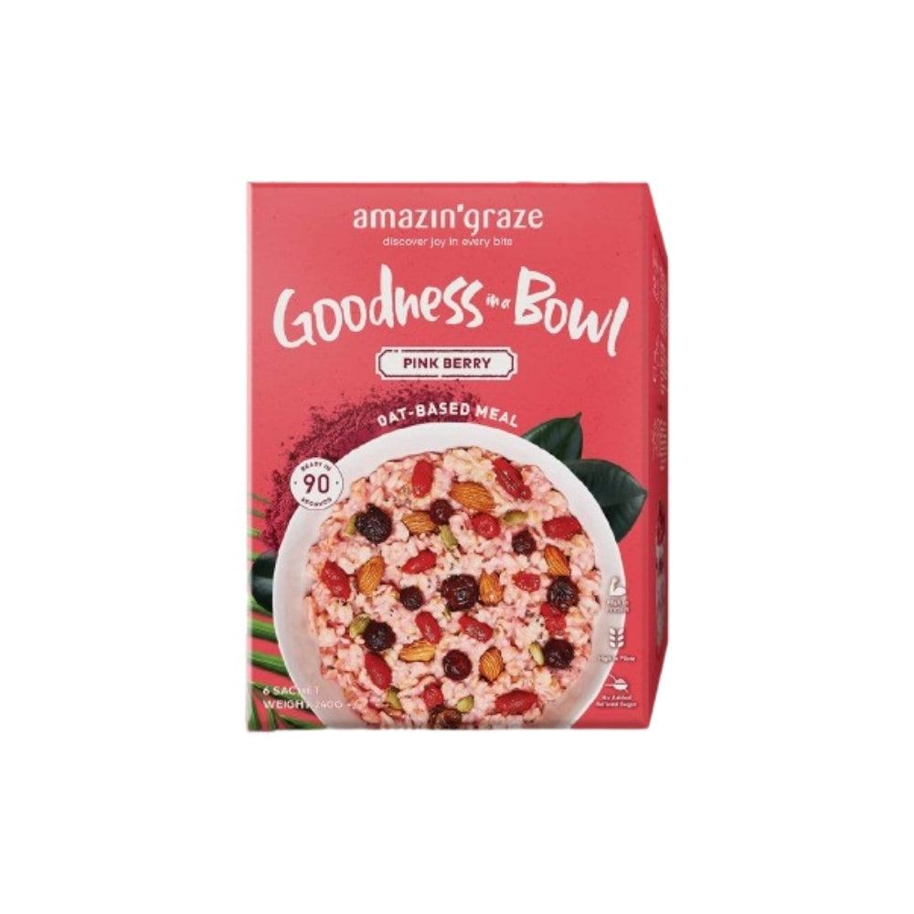 Amazin' Graze - Instant Oatmeal (Goodness Bowl) Pink Berry (6/pack) (40g) (12/carton)