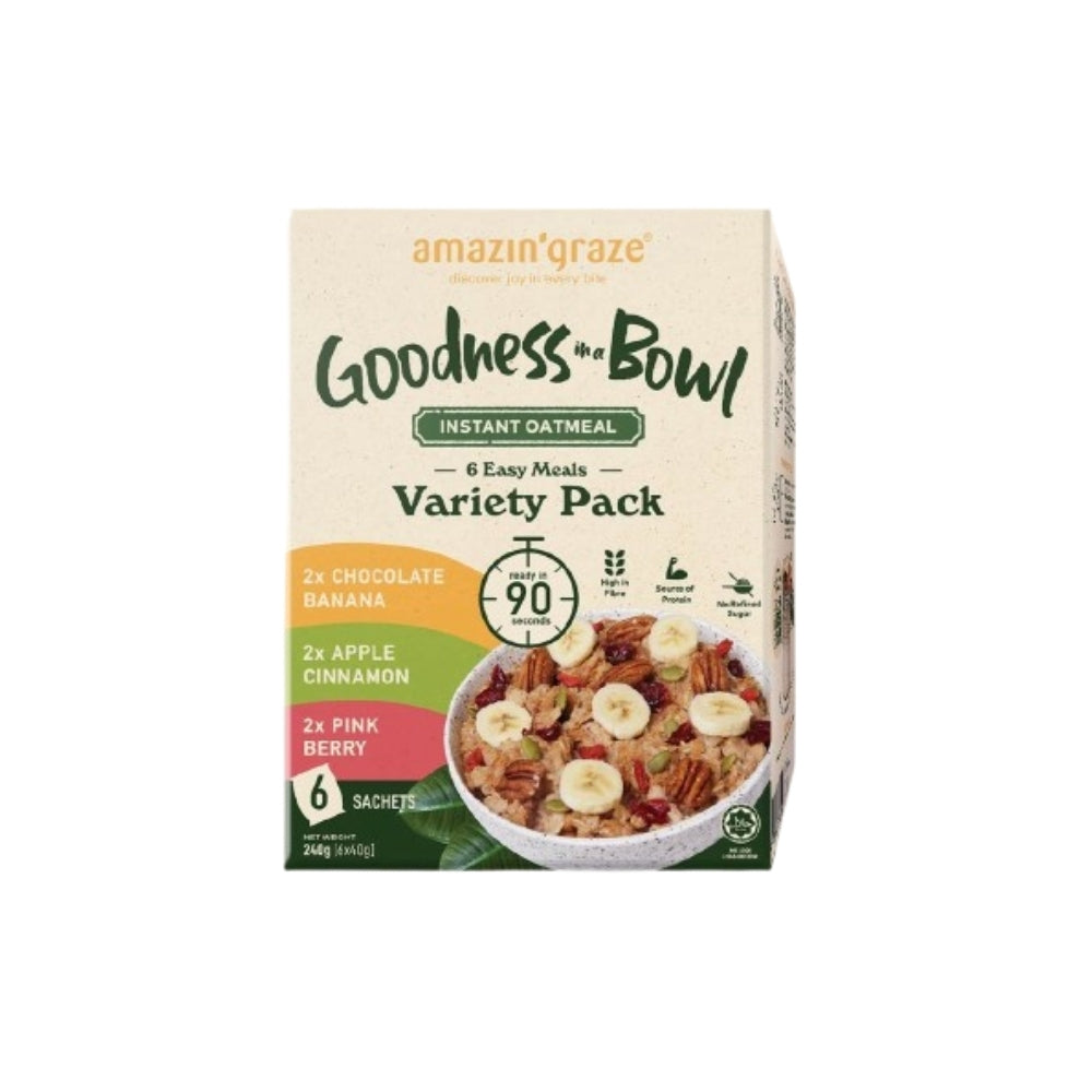 Amazin' Graze - Instant Oatmeal (Goodness Bowl) Variety Box (6/pack) (40g) (12/carton)