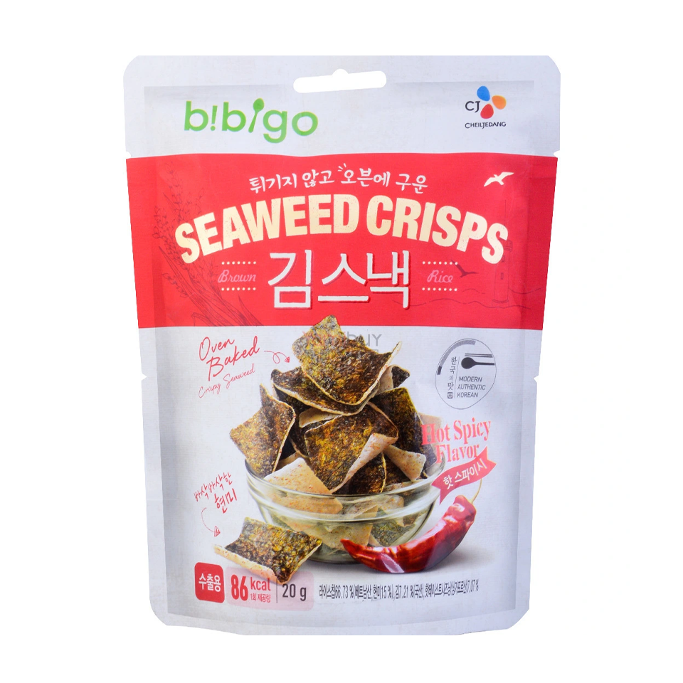 
            
                Load image into Gallery viewer, Bibigo - Hot Spicy Flavour Seaweed Crisps (20g) - Front Side
            
        