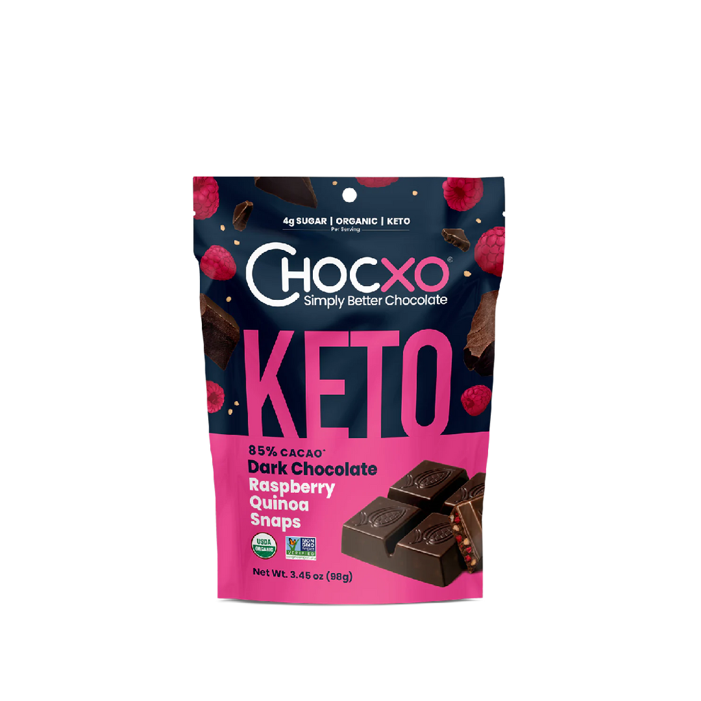 Chocxo - 85% Dark Organic Raspberry & Quinoa Snaps (98g) (6/carton