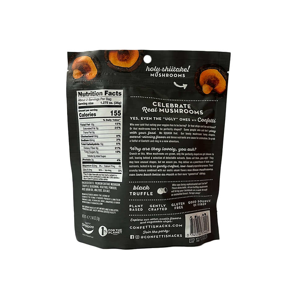 Confetti - Black Truffle Mushroom Chips (70g) (36/carton)