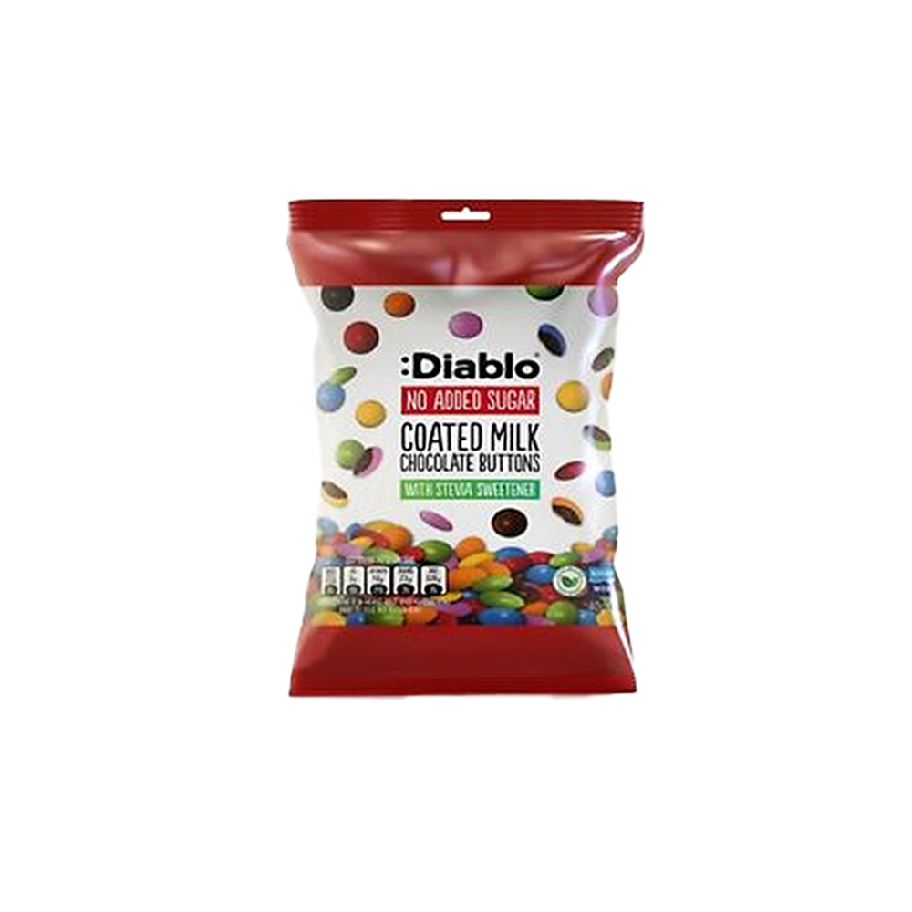 Diablo - No Added Sugar Coated Milk Chocolate Buttons (40g)