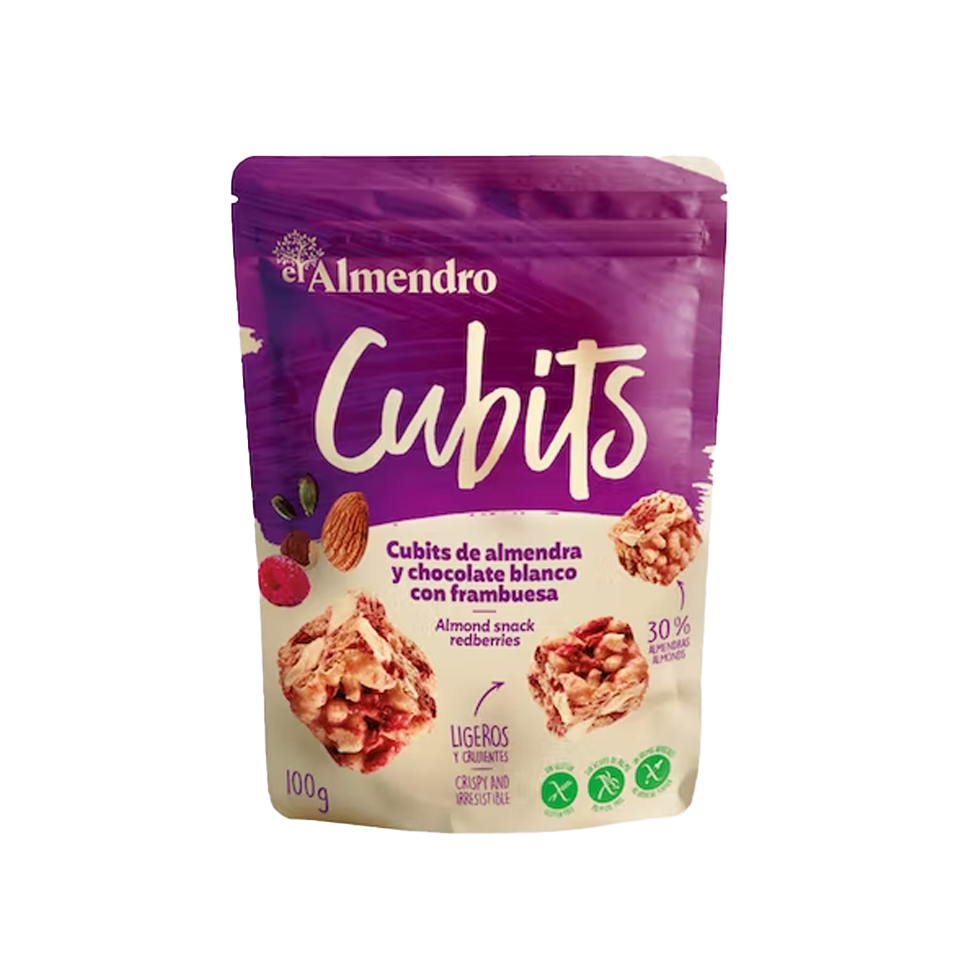 El Almendro - Cubits White Chocolate with Raspberry Pouch (25g)