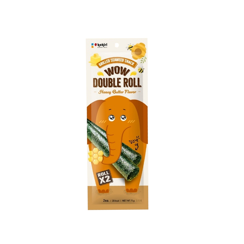 Kokiri - Wow Double Roll Honey Butter Flavour Grilled Seaweed Snack (25g) (60/carton)