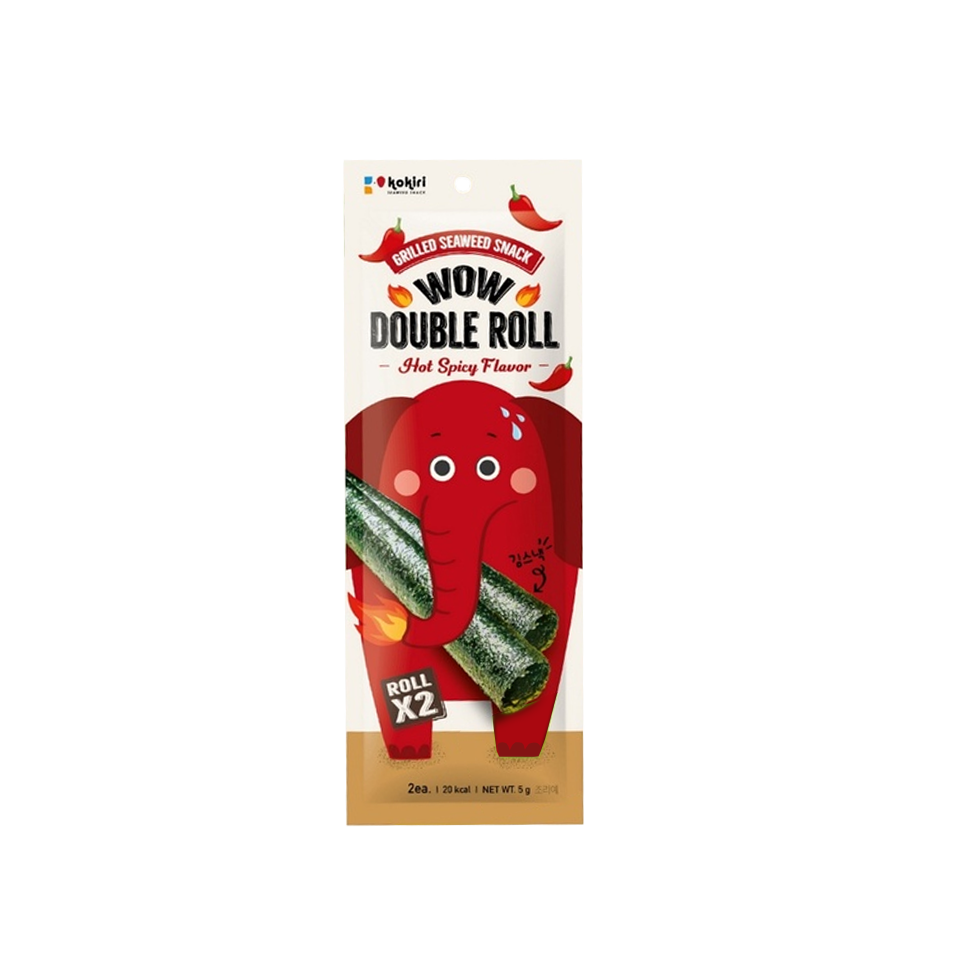 Kokiri - Wow Double Roll Hot Spicy Flavour Grilled Seaweed Snack (25g) (60/carton)