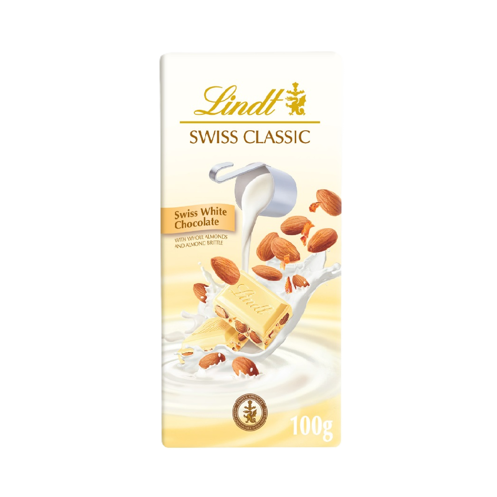 Lindt - Swiss Classic White Almond Chocolate (100g) (12/carton)