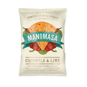 
            
                Load image into Gallery viewer, Manomasa - Chipotle &amp;amp; Lime Tortilla Chips (160g) - Front Side
            
        