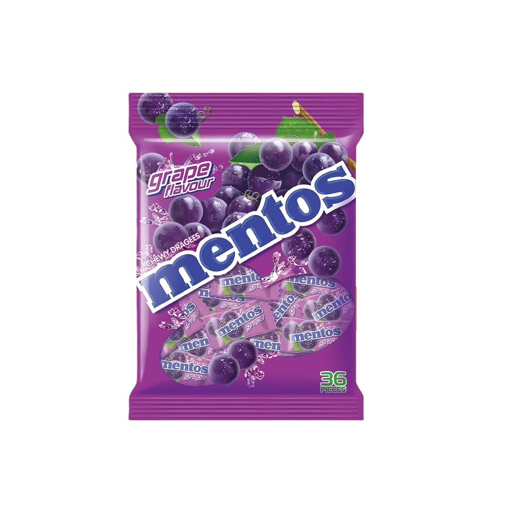 Mentos - Chewy Dragees Grape Bag (97g) (40/carton)