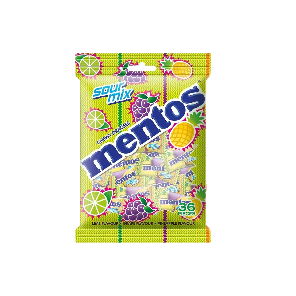 Mentos - Chewy Dragees Sour Mix Bag (97g) (40/carton)