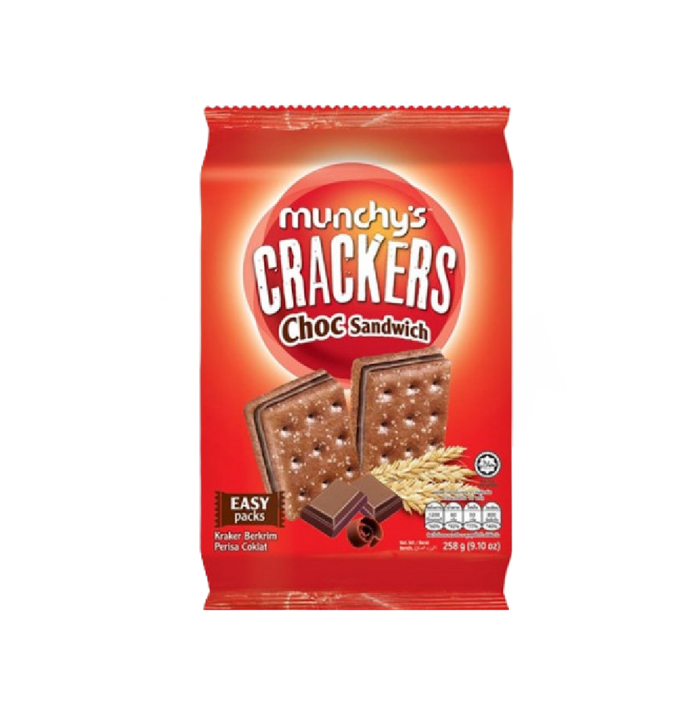 Munchy's - Chocolate Flavoured Cream Crackers (6/pack) (258g) (12/carton)