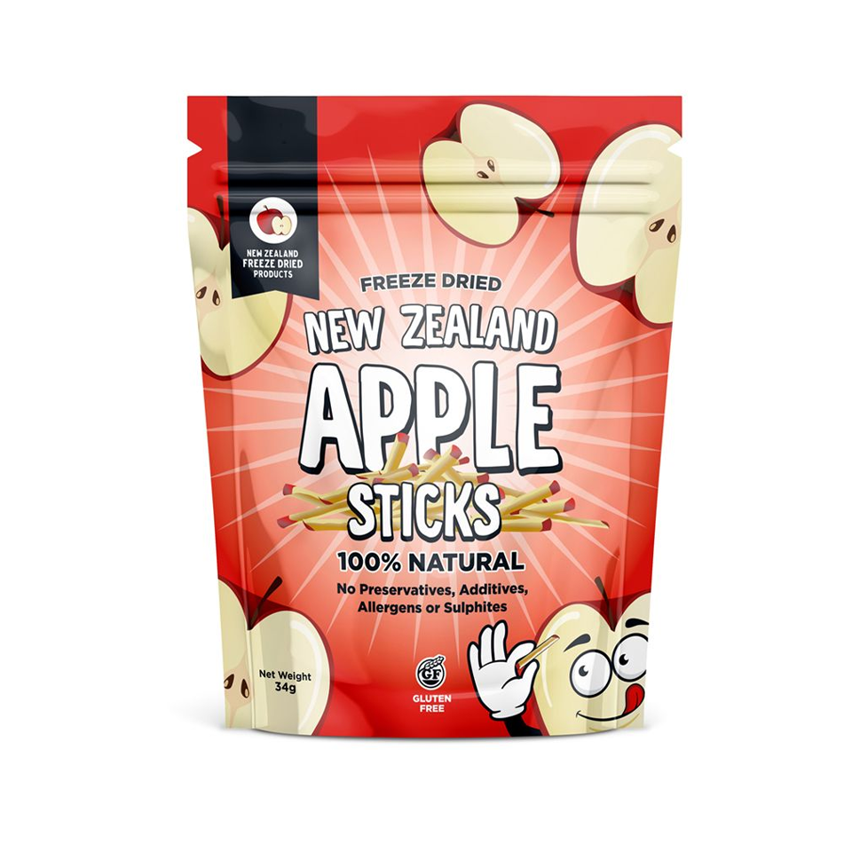 
            
                Load image into Gallery viewer, New Zealand Apple Products - Dried Apple Sticks (34g) - Front Side
            
        