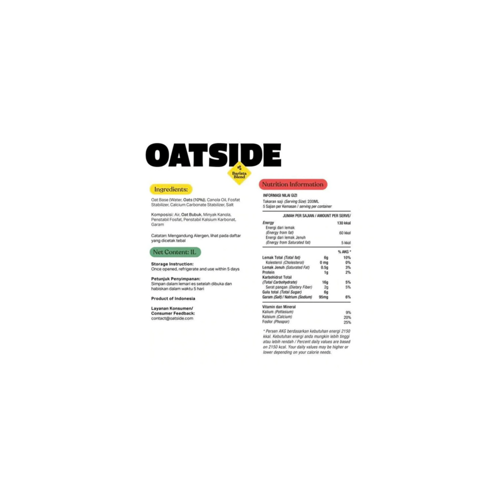 Oatside - Baritsa Blend Oat Milk (1L) (6/carton) – Tasty Snack Asia