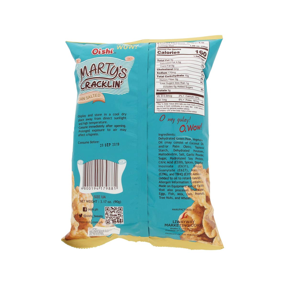 Oishi - Marty's Cracklin Plain Salted Chips (90g) (30/carton) – Tasty ...