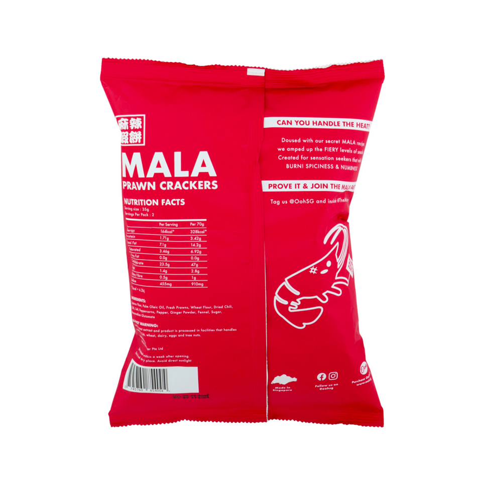 Ooh Lala - Mala Prawn Crackers (70g) - Back Side