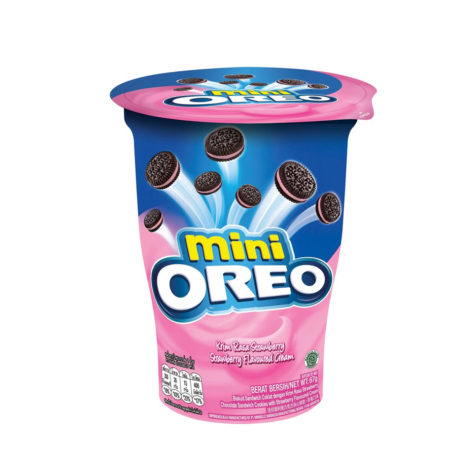 Oreo - Mini Strawberry Cream Chocolate Biscuits (61g) - Front Side