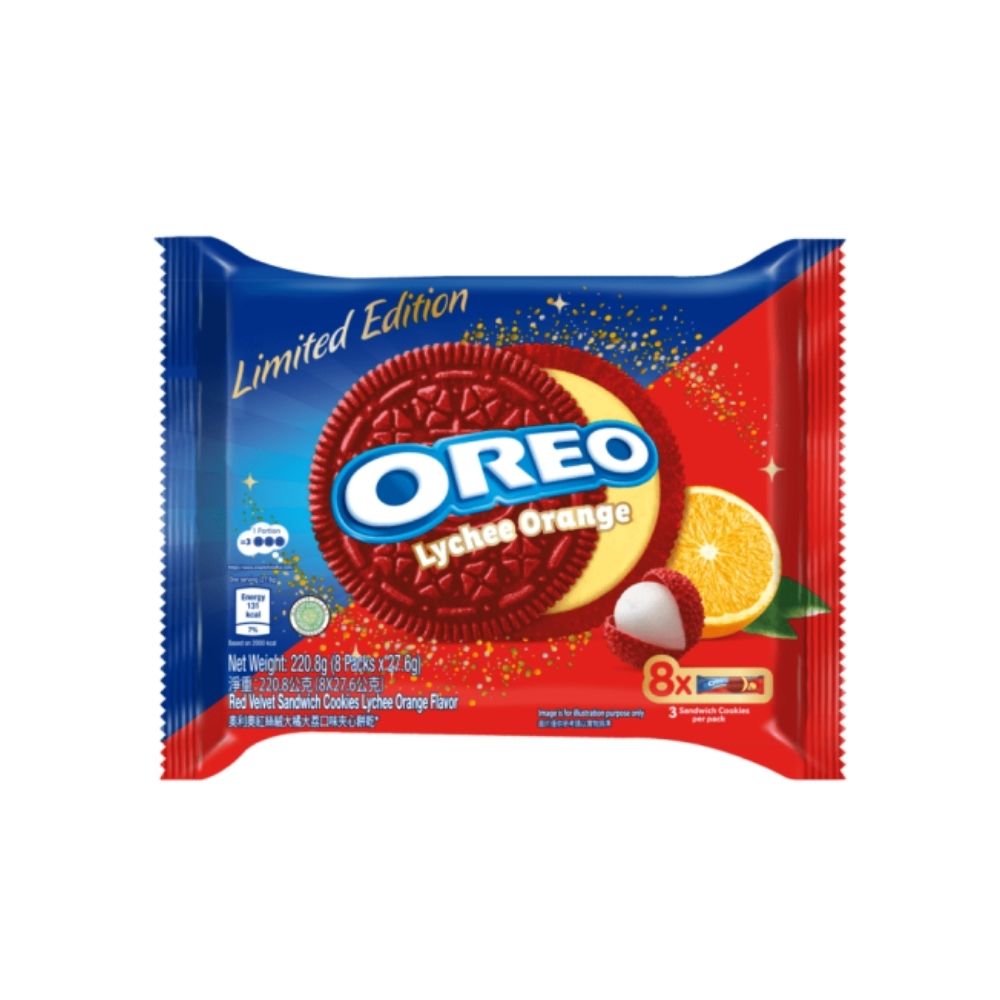 Oreo - Red Velvet Lychee Orange Cream Oreo (8/pack) (27.6g) (12/carton)