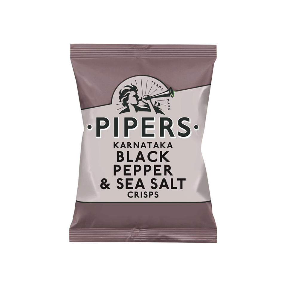 Pipers - Black Pepper And Sea Salt Crisps (40g) - Front Side