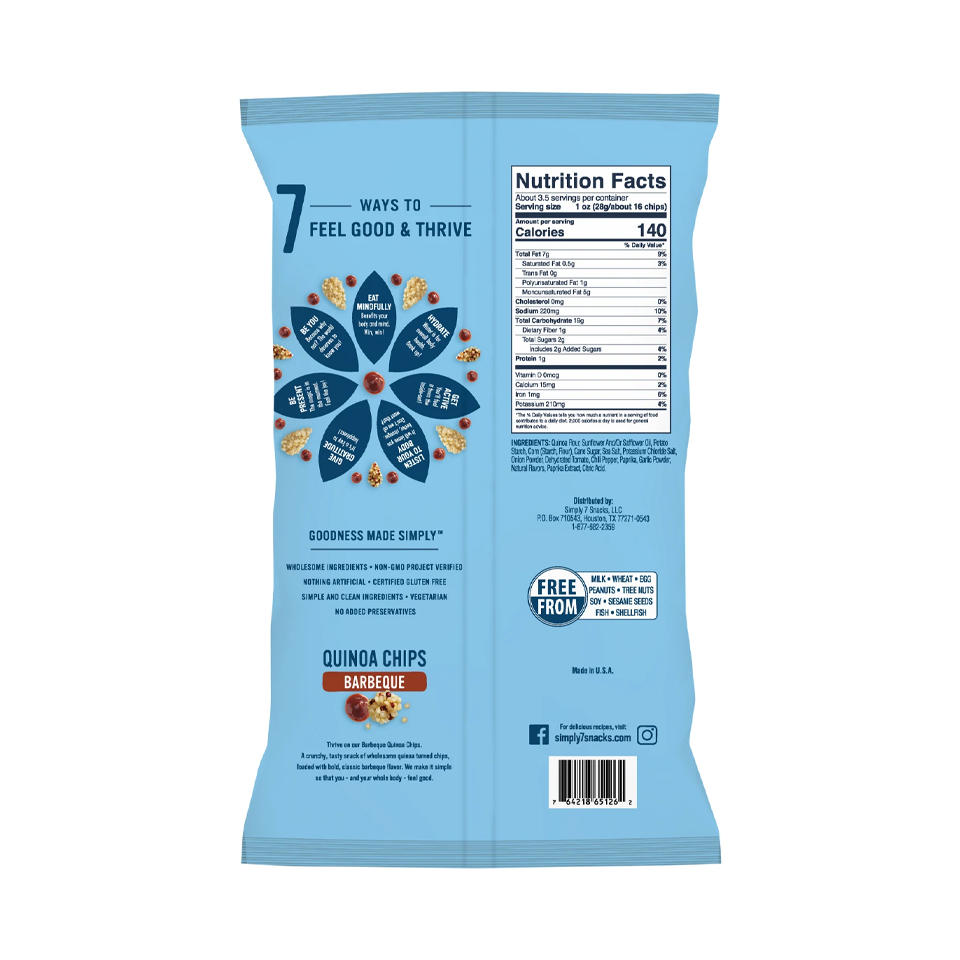 Simply 7 Quinoa Chips Barbeque (99g) (24/carton) TastySnackAsia