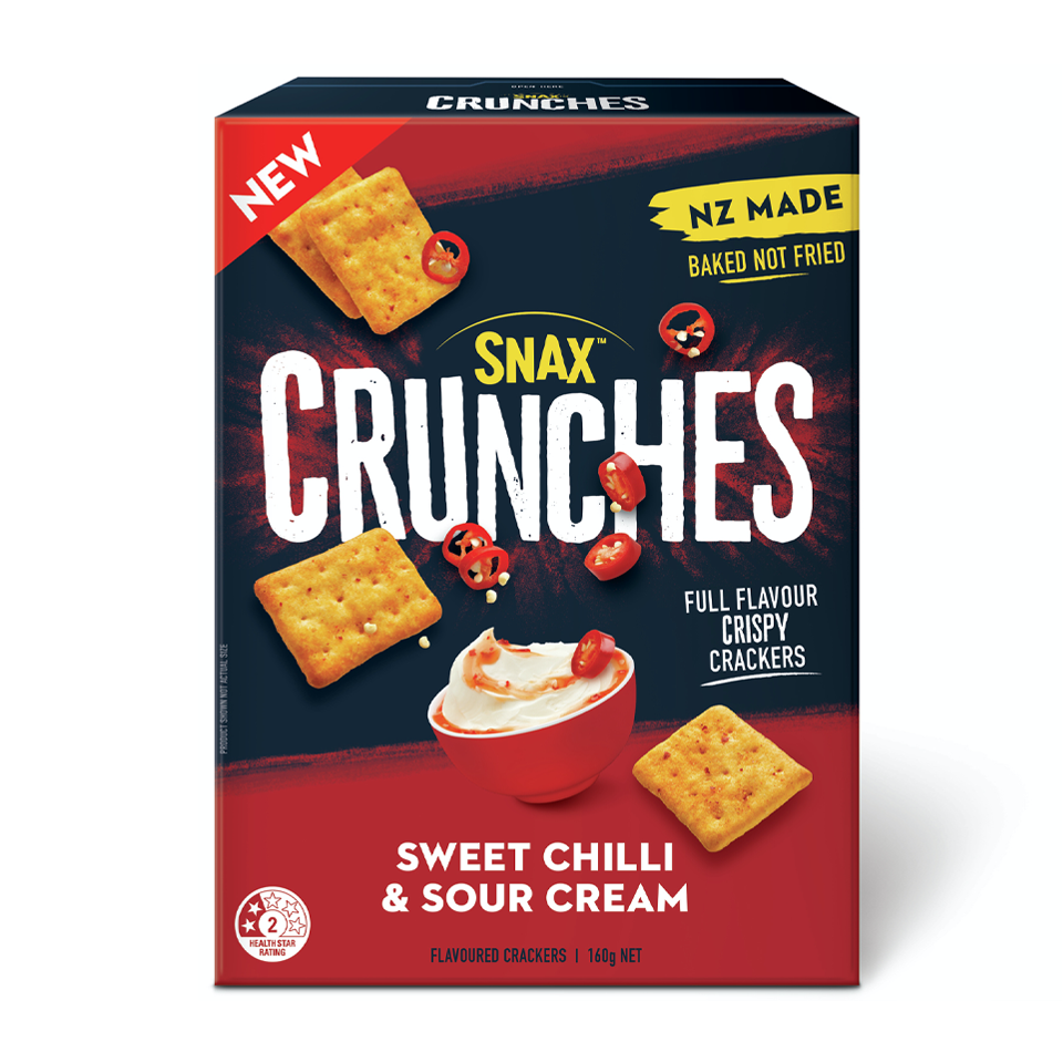
            
                Load image into Gallery viewer, Snax - Sweet Chilli And Sour Cream Crunches (160g) - Front Side
            
        