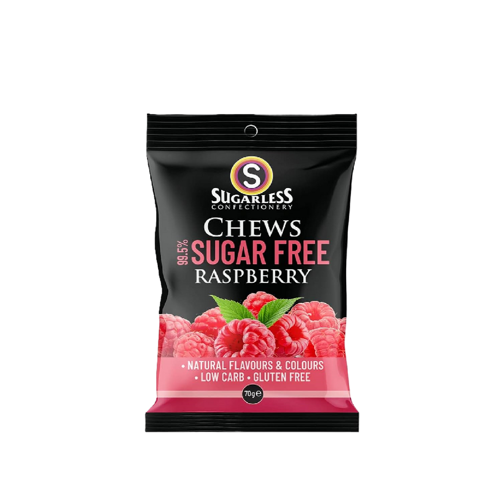 Copenhagen Raspberry Chew Sugarless Confectionery - Raspberry Flavour Chews (70g) (20/carton ...
