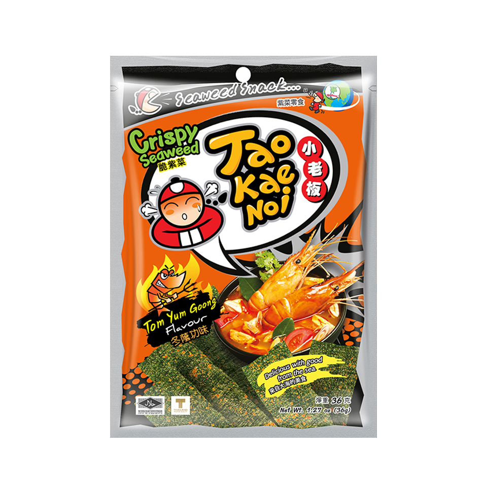Tao Kae Noi - Tom Yum Flavoured Seaweed (20/pack) (15g) - Front Side