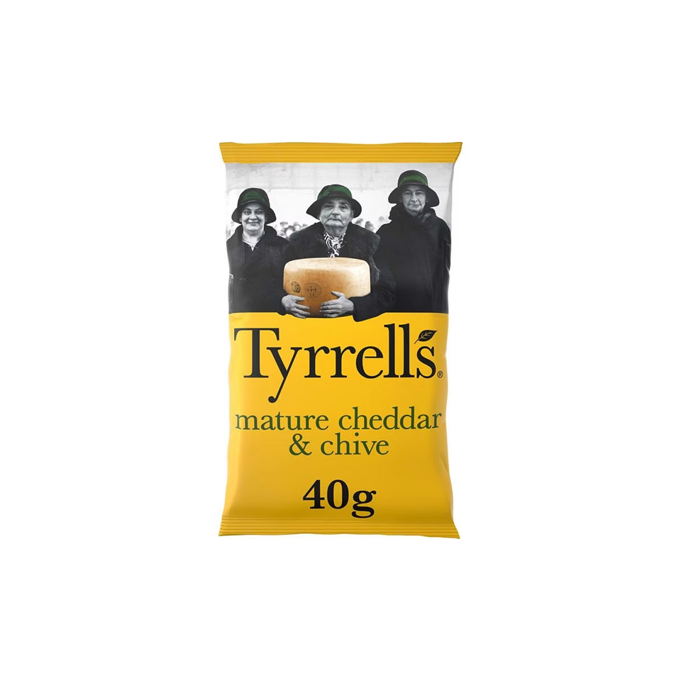 Tyrrells - Mature Chedder & Chives Potato Chips (40g) (24/carton)