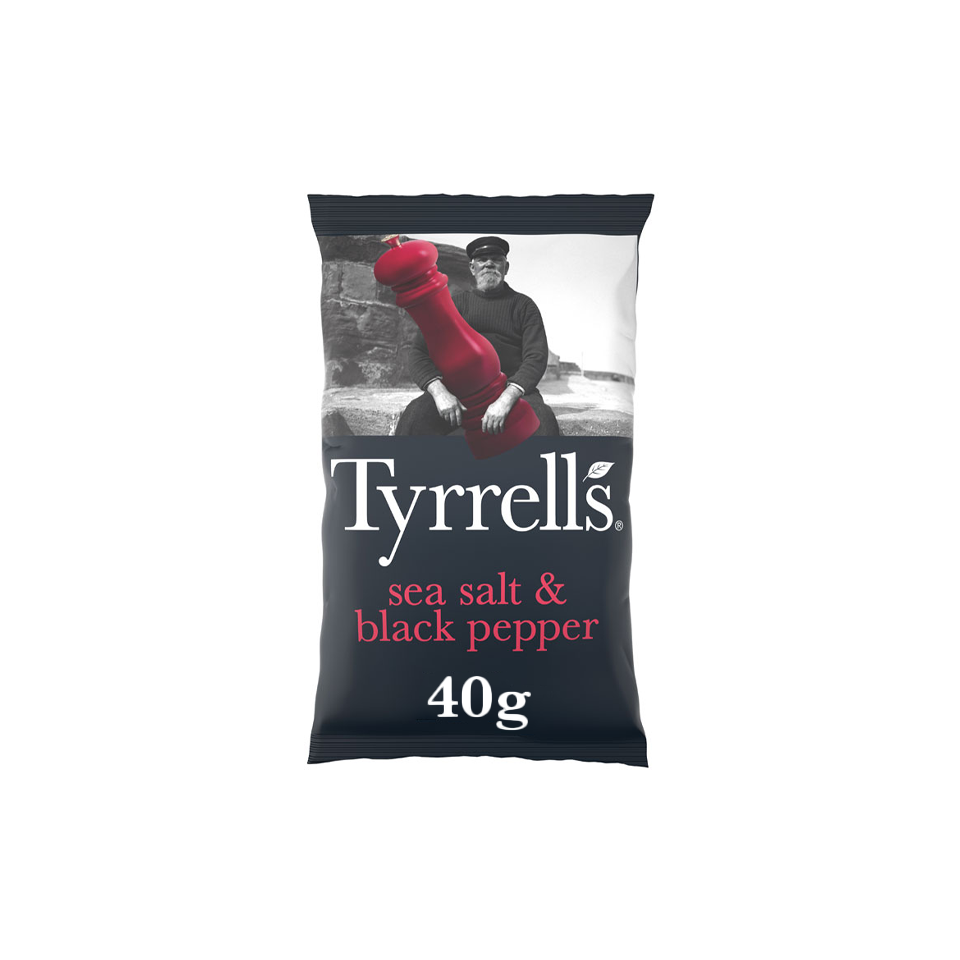 Tyrrells - Sea Salt & Black Pepper Potato Chips (40g) (24/carton)
