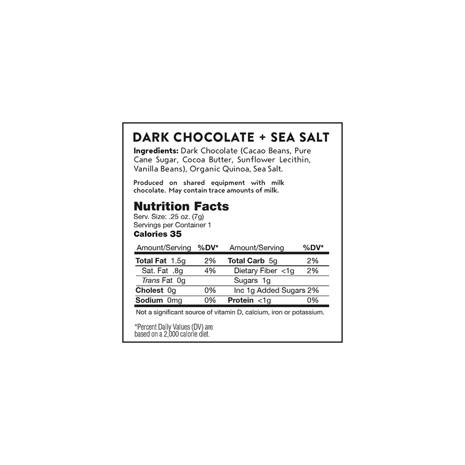 Undercover - Dark Chocolate And Sea Salt Crispy Quinoa (8g) - Product Information