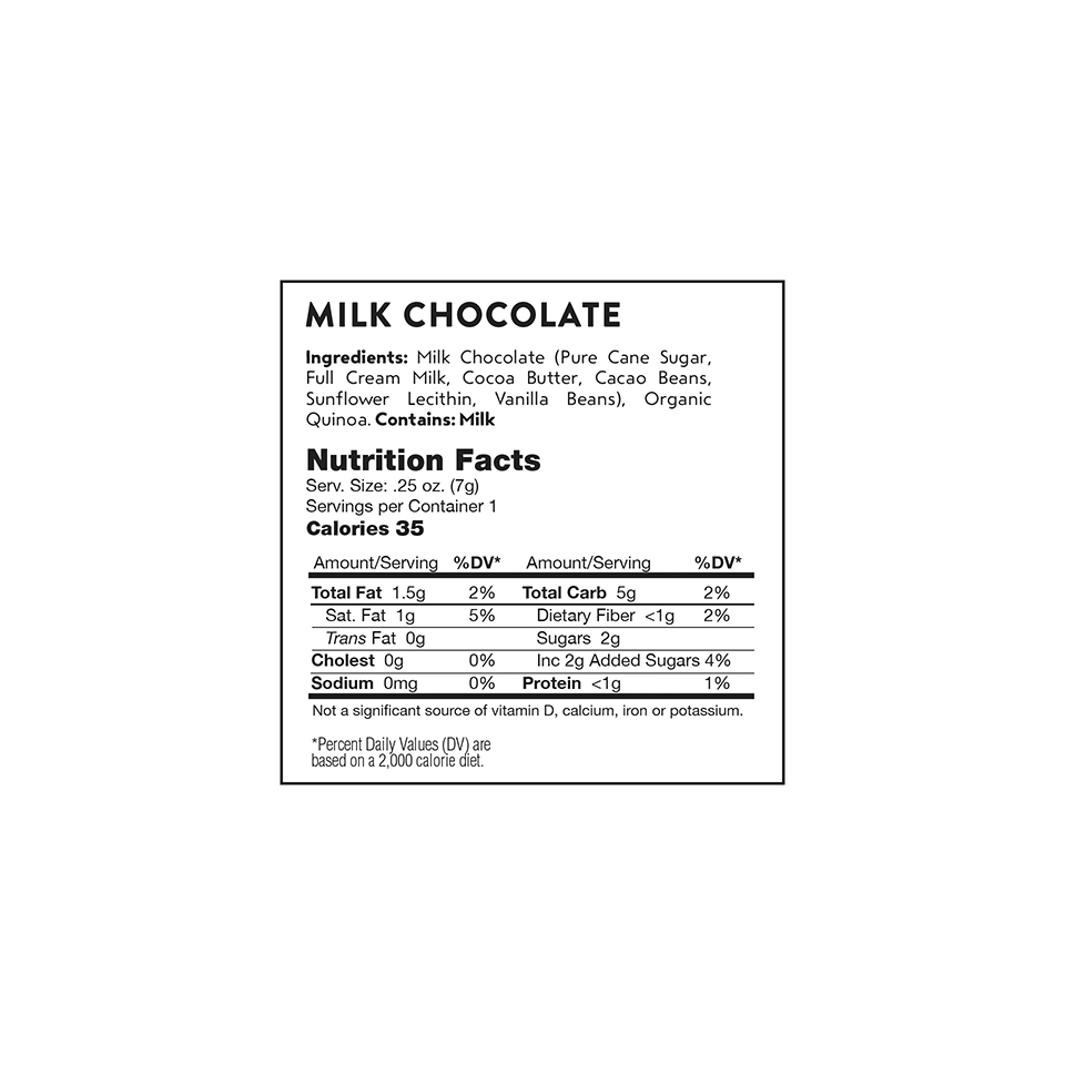 Undercover - Milk Chocolate Crispy Quinoa (8g) - Product Information