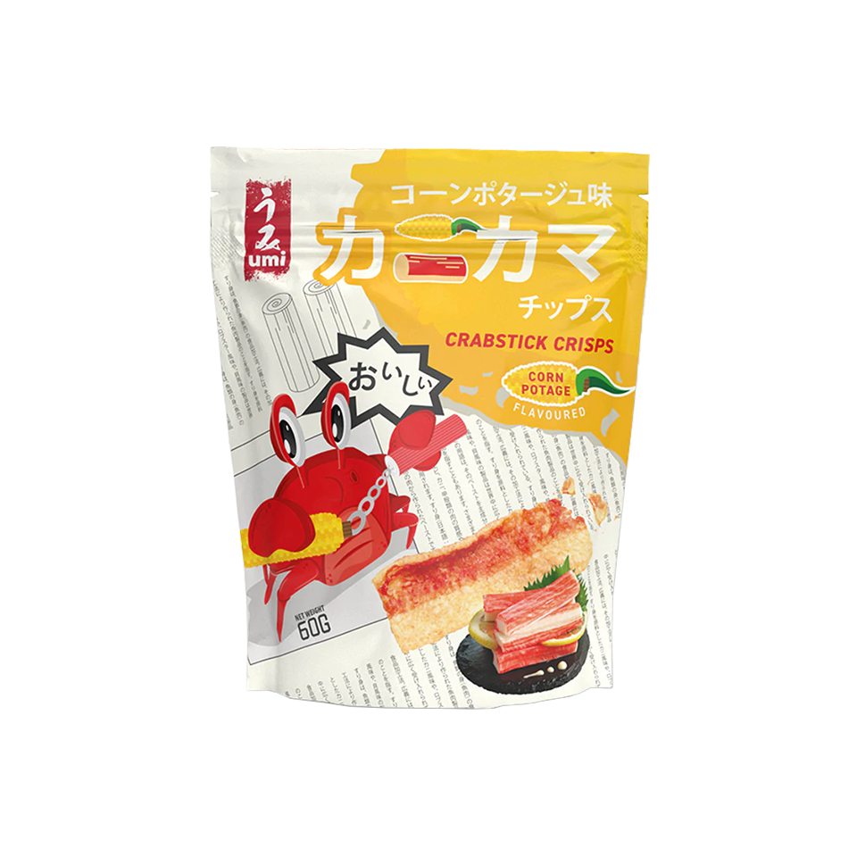 Umi - Corn Potage Crabstick Crisps (60g) - Front Side