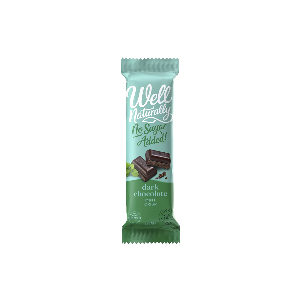Well Naturally - Sugar Free Dark Chocolate Mint Crisp (45g)