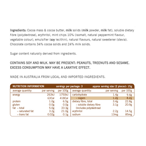 Well Naturally - Sugar Free Peppermint Milk Chocolate (45g) - Product Information