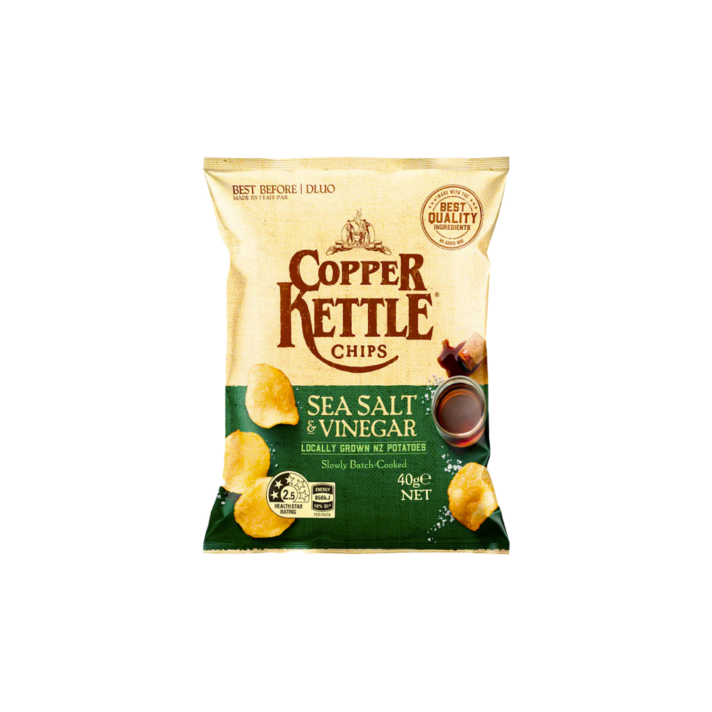 Copper Kettle - Sea Salt & Vinegar Kettle Chips (40g) (24/carton)