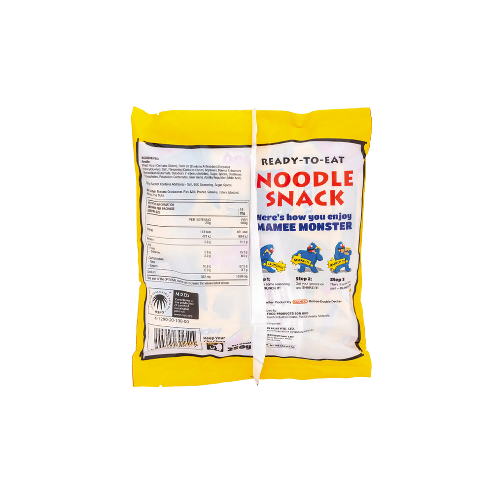 
            
                Load image into Gallery viewer, Mamee Monster - BBQ Noodle Snack (25g) (30/carton)
            
        