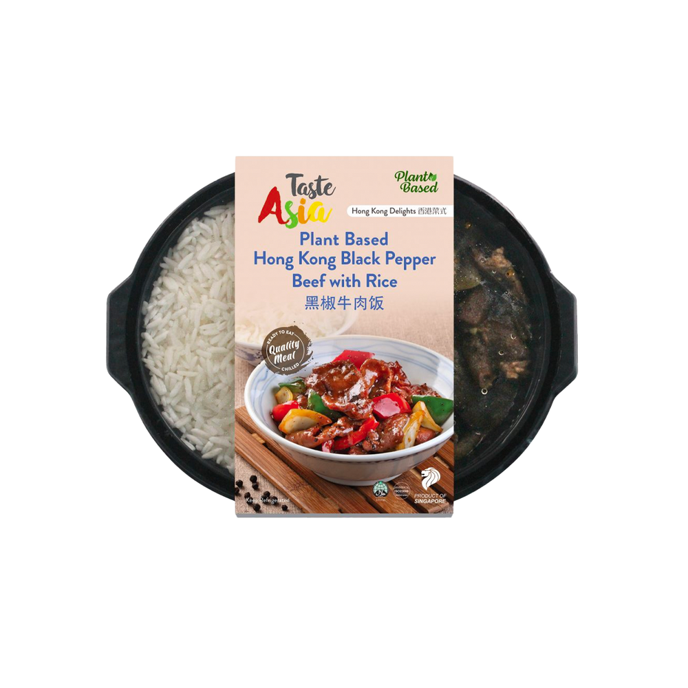 Plant Based Hong Kong Black Pepper Beef with rice