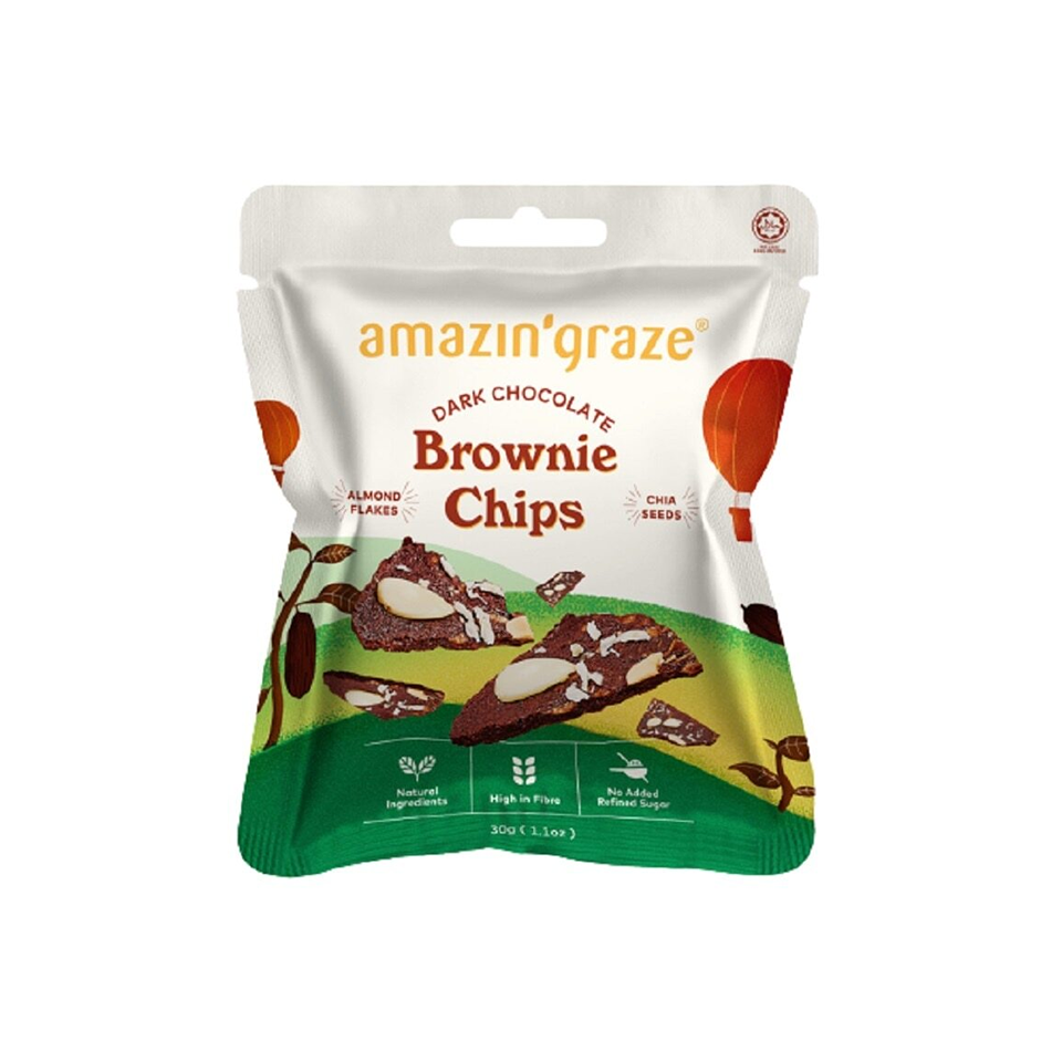 Amazin Graze - Dark Chocolate Brownie Chips (30g) - Front Side