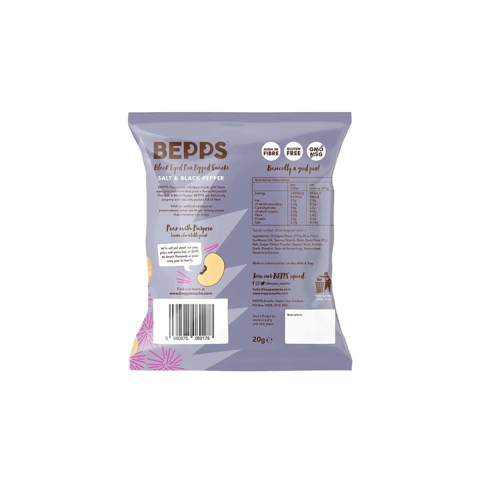 Bepps - Salt & Black Pepper Black Eyed Pea Popped Snack (20g)