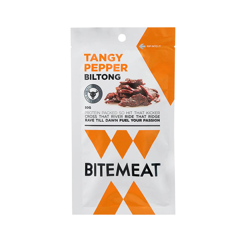 Bitemeat - Tangy Pepper Biltong (50g) (10/carton) – Tasty Snack Asia