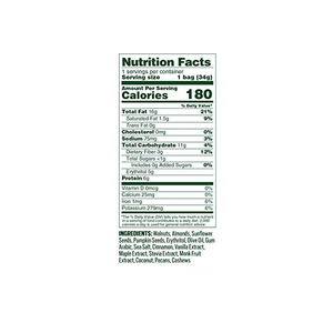 Bubba's Fine Foods Savory Keto Nut Mix - Traditional Recipe (34g) - Nutritional Information