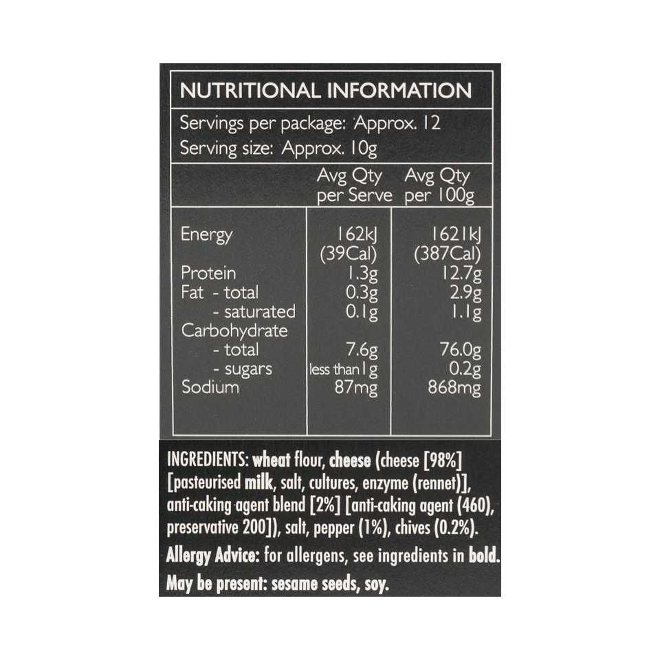 Falwasser - Pepper And Chives Crispbread (150g) - Nutritional Information