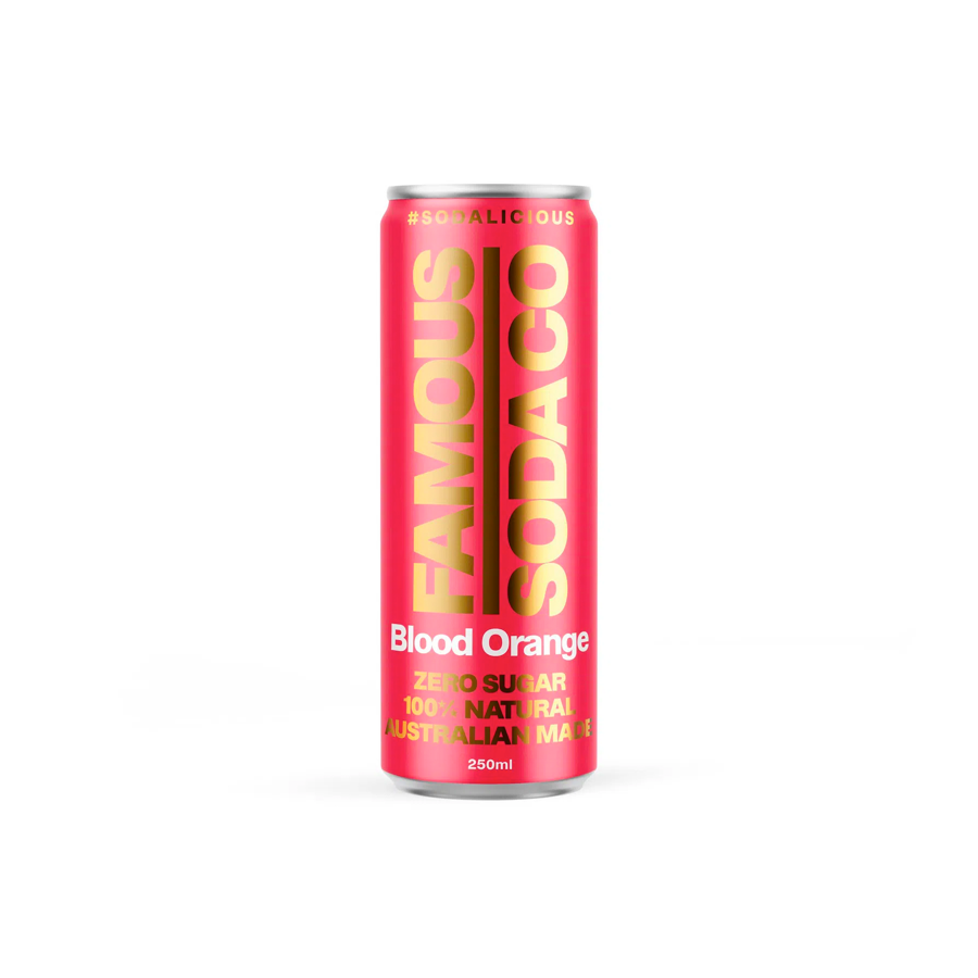 
            
                Load image into Gallery viewer, Famous Soda - Blood Orange Sparkling Soda (250ml) - Front Side
            
        
