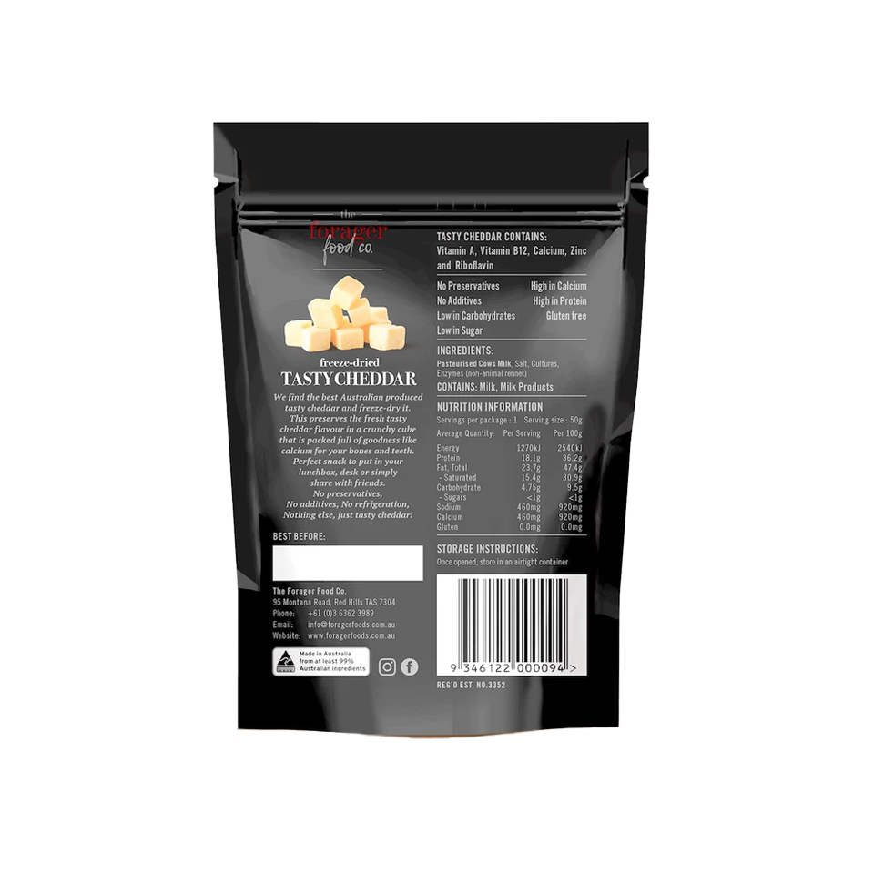 
            
                Load image into Gallery viewer, Forager - Tasty Cheddar (50g) (50/carton)
            
        