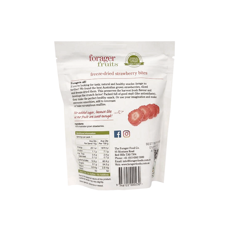 
            
                Load image into Gallery viewer, Forager Fruits - Freeze-Dried Strawberries (15g)
            
        