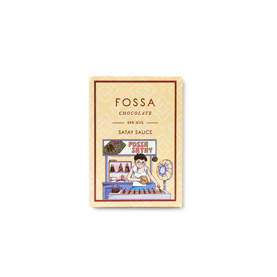 
            
                Load image into Gallery viewer, Fossa Chocolate - Satay Sauce 48% Milk Chocolate (50g)
            
        