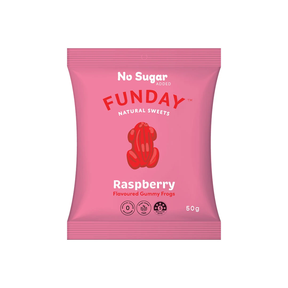 Funday - Raspberry Flavoured Frogs (50g) - Front Side