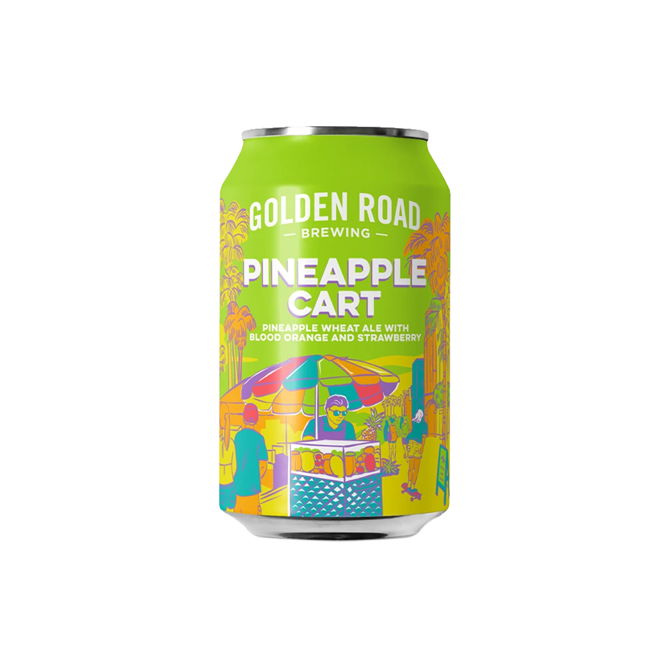 Golden Road - Pineapple Cart Wheat Ale With Pineapple, Blood Orange and Strawberry (355ml) - Front Side